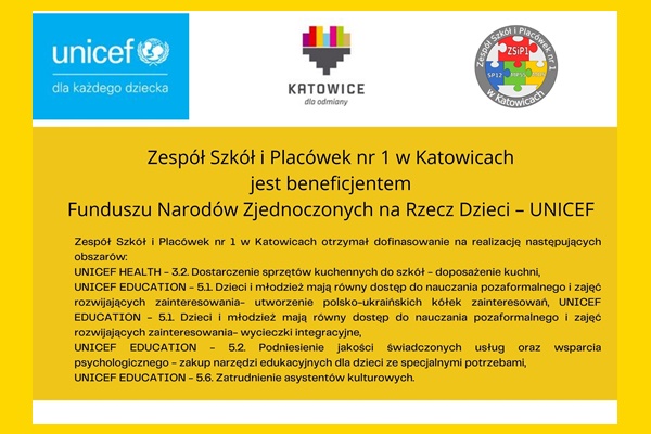 ZSiP1Katowice rozpoczęła realizację zadań UNICEF EDUCATION